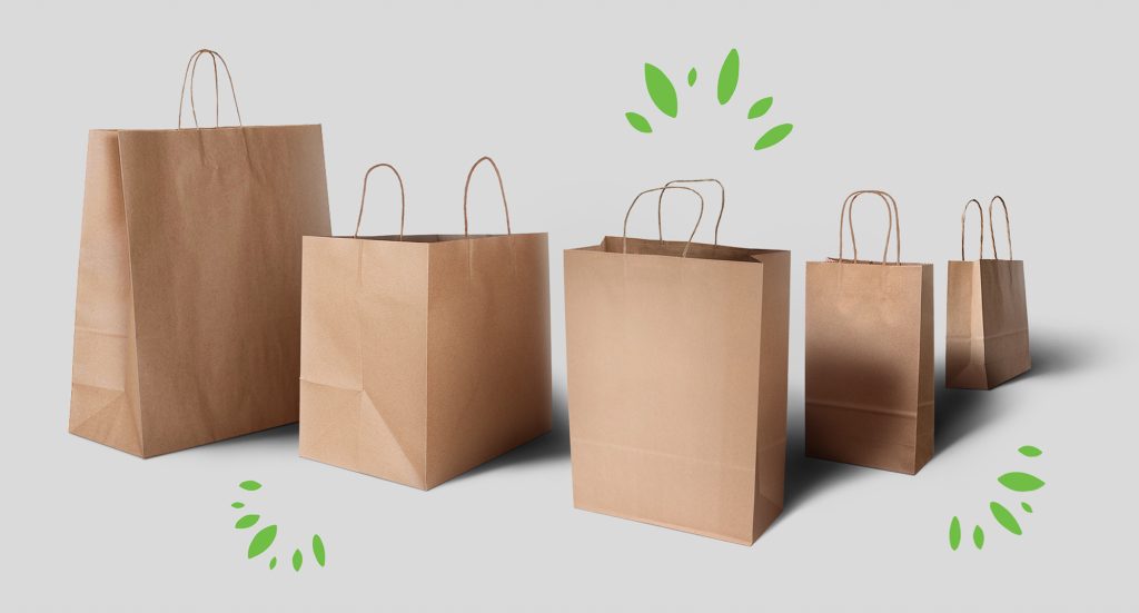Five paper bags in different sizes