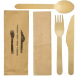 An image of a Wooden cutlery fork/knife/spoon set
